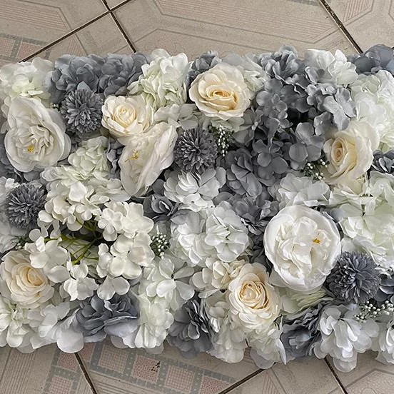 Suministros de boda pared de flores artificiales rosa peonía hortensia flor de seda fila de flores falsas decoración de pared de fondo de flores artificiales de boda