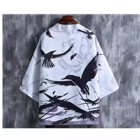 Southeast Asia Cross-border Men's Taoist Robe Men's Seven-point Sleeve Printed Chinese Style Cardigan Couple's Taoist Robe Hanfu Men's