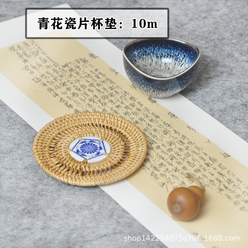 10cm 파란색과 흰색 도자기 컵 받침 모 놀리 식