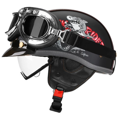 Motosiklet kaskı (dəbilqə) — Scoop Helmet - yahei-shark-bully-transparent-silver-frame-mirror-m