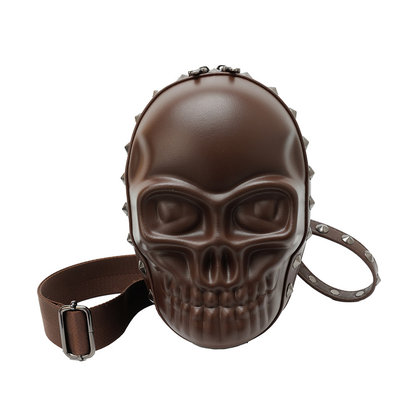 Bolso bandolera de calavera con personalidad de nuevo estilo para hombres, estilo de nicho de alta gama, mochila pequeña con remaches, bolsa de pecho, bolsa de locomotora deportiva, marea