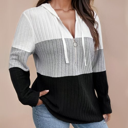 2025 Spring and Autumn Plus Size Women's Elegant Comfort Casual Versatile Hooded Sweater 95% Wool