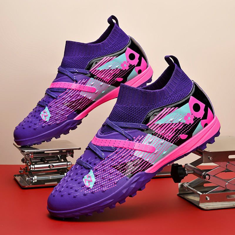 Zapatos de Fútbol de Corte Medio de Piel Sintética Antideslizantes y Ligeros para Césped