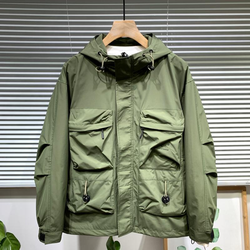 Men's Workwear Jacket Versatile Trendy Fashion Stylish Spring and Autumn Windproof Multi-Pocket Hooded Top Coat