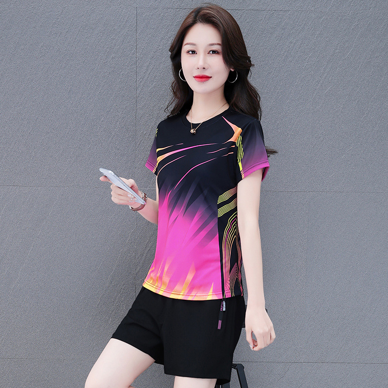 アイスシルク半袖 Tシャツ女性の夏 2025 新しい緩い薄い半袖速乾性スポーツフィットネス服 Tシャツトップ|undefined