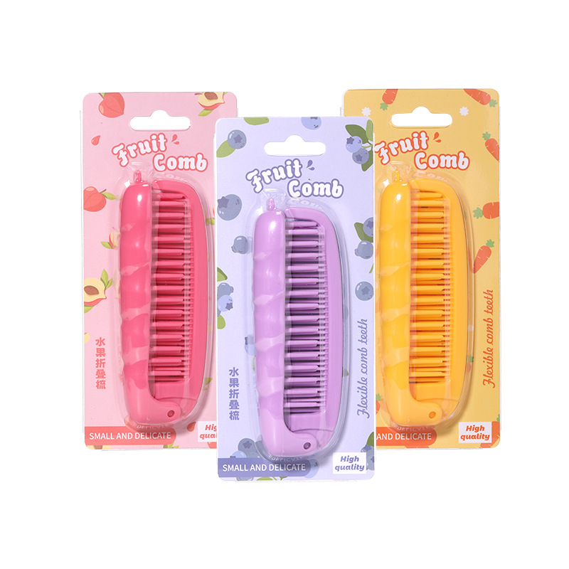 LMLTOP Fruit Series Peine plegable Peine para cabello liso de doble uso para llevar pequeño Peine para cabello SY775