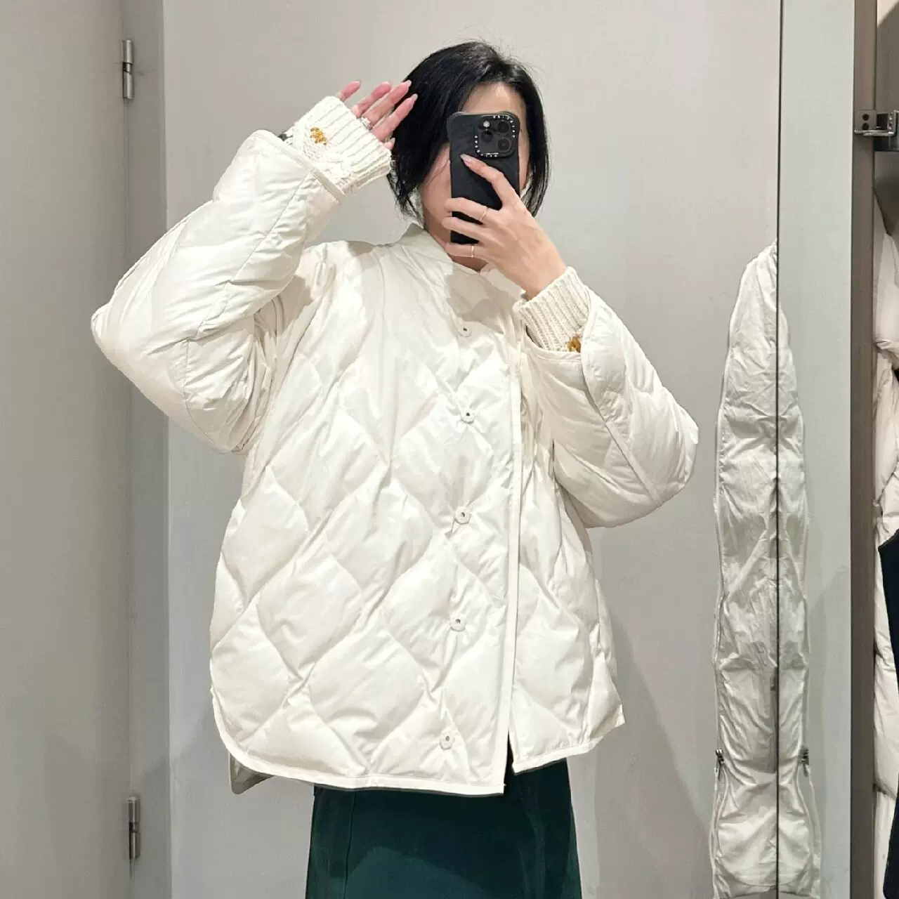C家女装 宽松版型菱格纹理绗缝羽绒服夹克2025春季新品1205863001