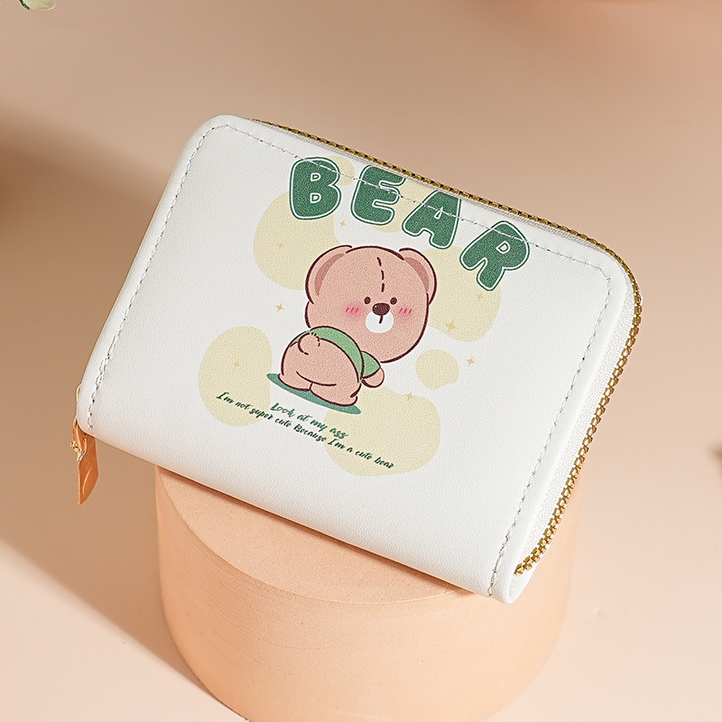 Nuevo lindo viento bolsa de tarjetas de cremallera bolsa de tarjetas para mujeres cartón de dibujos animados tarjeta bancaria bolsa de cambio de tarjeta de crédito