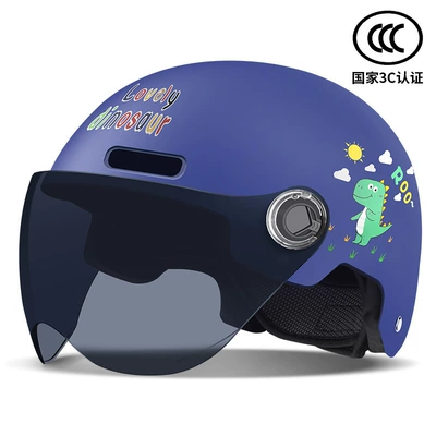 Battery Car Summer Safety Helmet, Motosiklet kaskı (dəbilqə) - 3c-blue-dinosaur-sunscreen-glasses