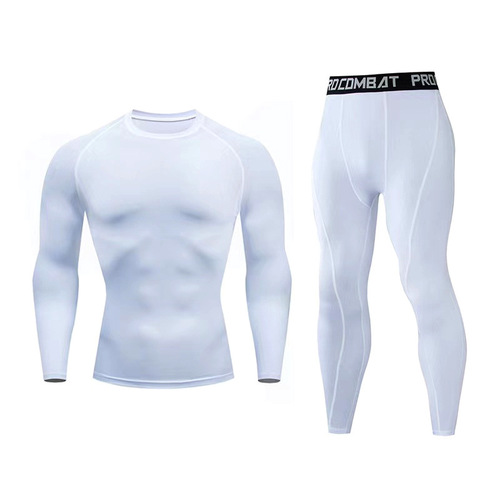 American and European-style arm muscle tight-fitting men's fitness base long pants sleeve set sports basketball training running quick-drying high elasticity