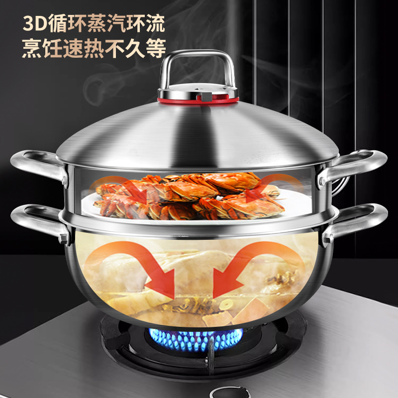 Alemania 316 vapor de acero inoxidable multicapa de grado alimenticio doméstico espesado integrado formado horno electromagnético cocinador de micropresión