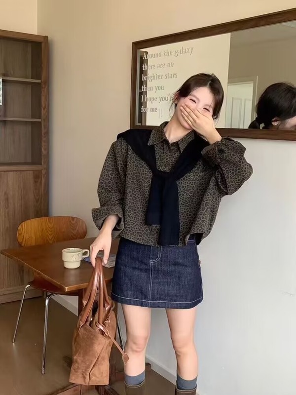 高端披肩豹纹长袖衬衫女欧洲站25秋季新款韩版时尚百搭显瘦夹克潮|undefined