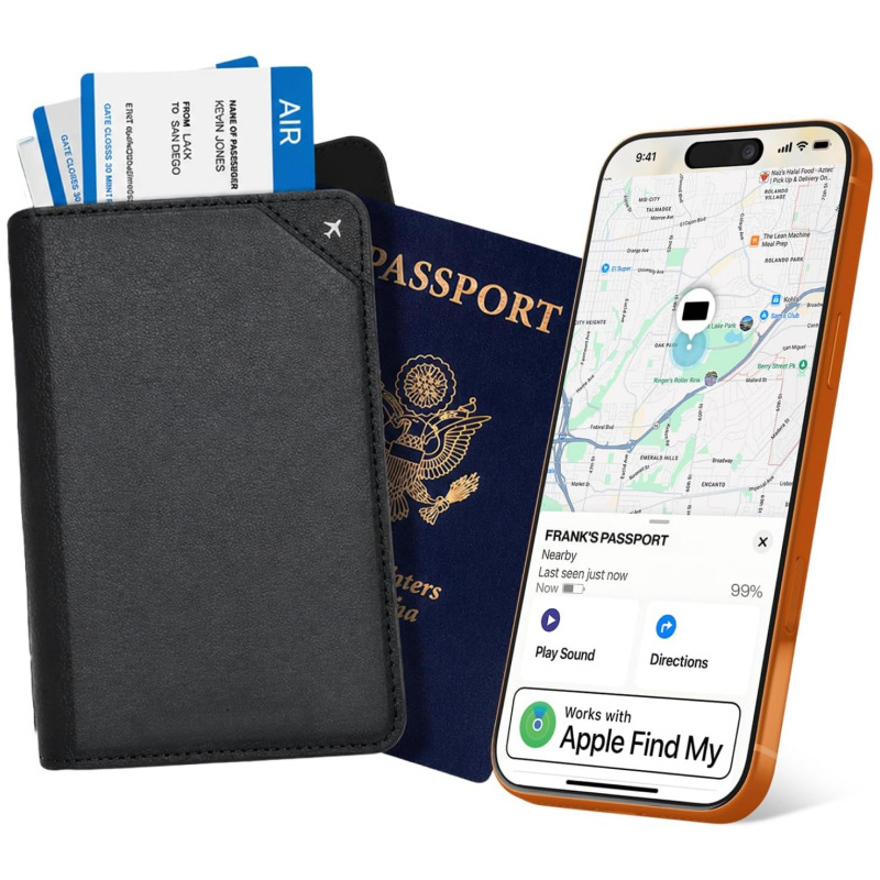 Passport wallet with Apple Find My location tracking