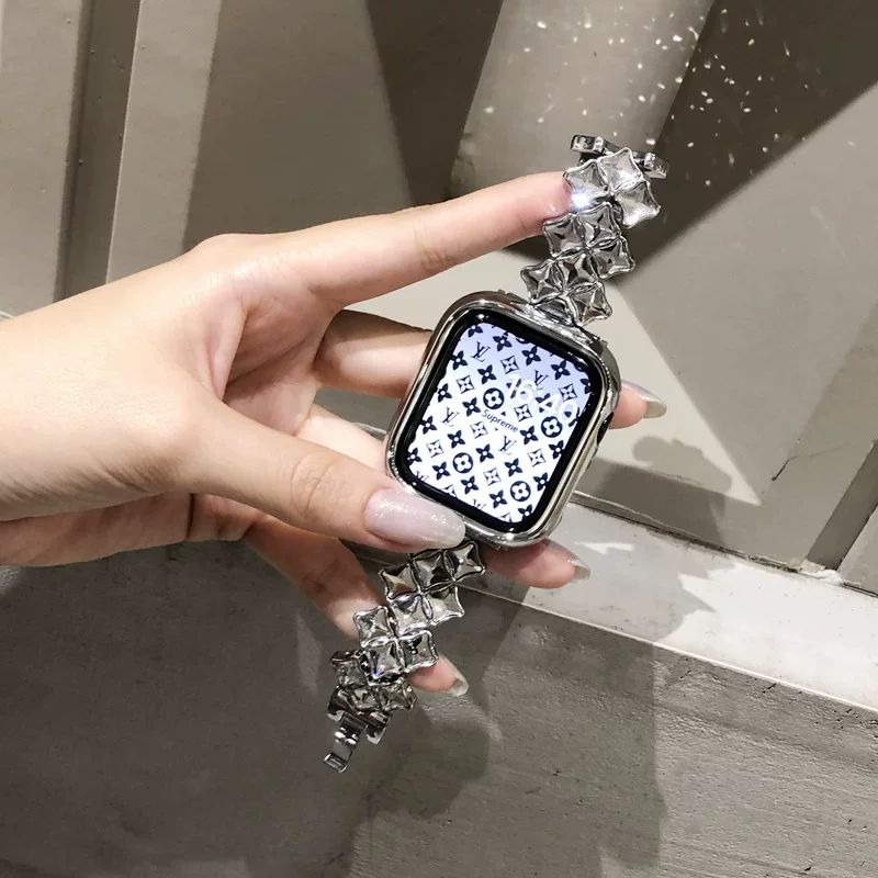 Применяемые AppleWatch8 металл творческий бриллиантоподобный камень-драгоценности с SE женский iWatch1-7 поколение маленькая благовония wind браслет