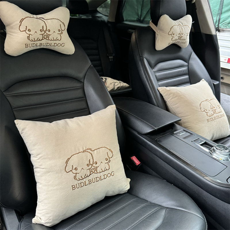 Car Pillow, Lumbar Support, Four-Piece Set, Seat Pillow, Neck Pillow, Back Cushion, Car Accessories, Cute Cartoon Design