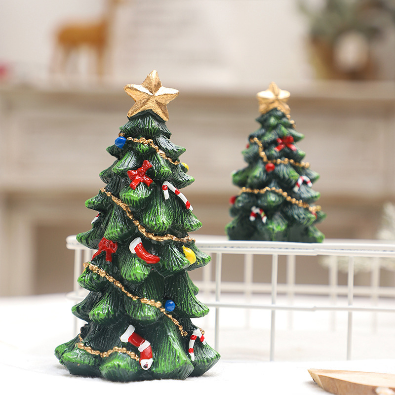 越境新品クリスマス装飾品insヨーロッパ風樹脂ミニクリスマスツリー置物テーブルパーティー装飾|undefined