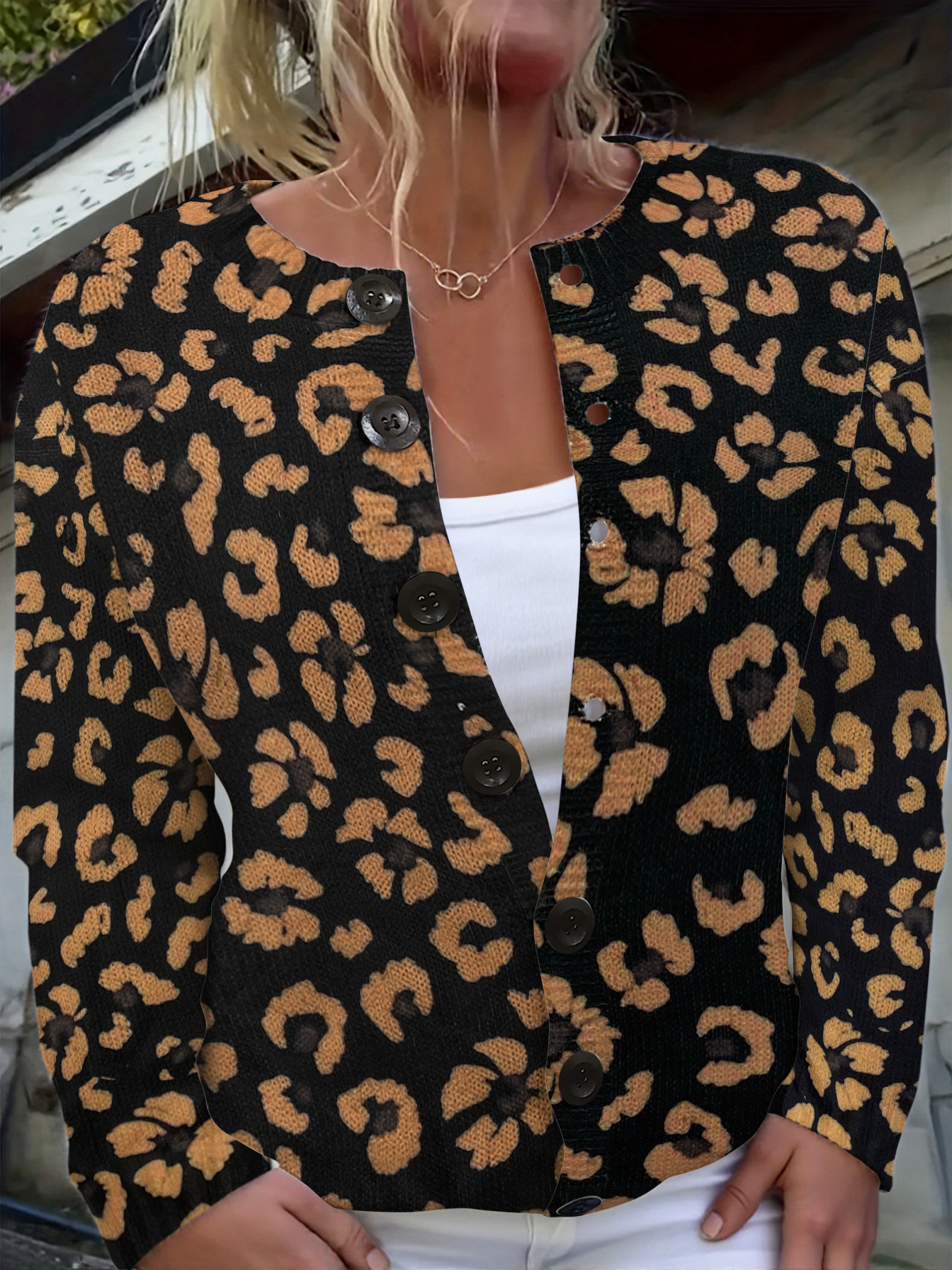 Sweater Retro Knitted Autumn Button-Up New Cross-Border Foreign Trade Women's Printed Cardigan European and American Floral Pattern