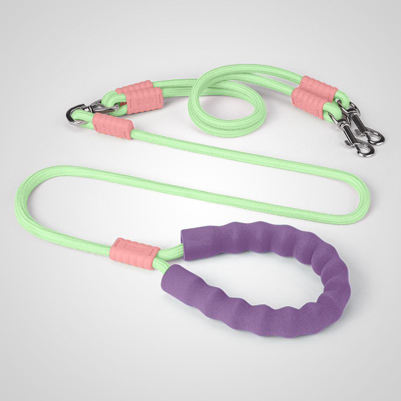 Hippie, un tirón de dos perros, cuerda P, perros pequeños y medianos, dos perros, cuerda de paseo para perros, cuerda de tracción para mascotas de dos cabezas