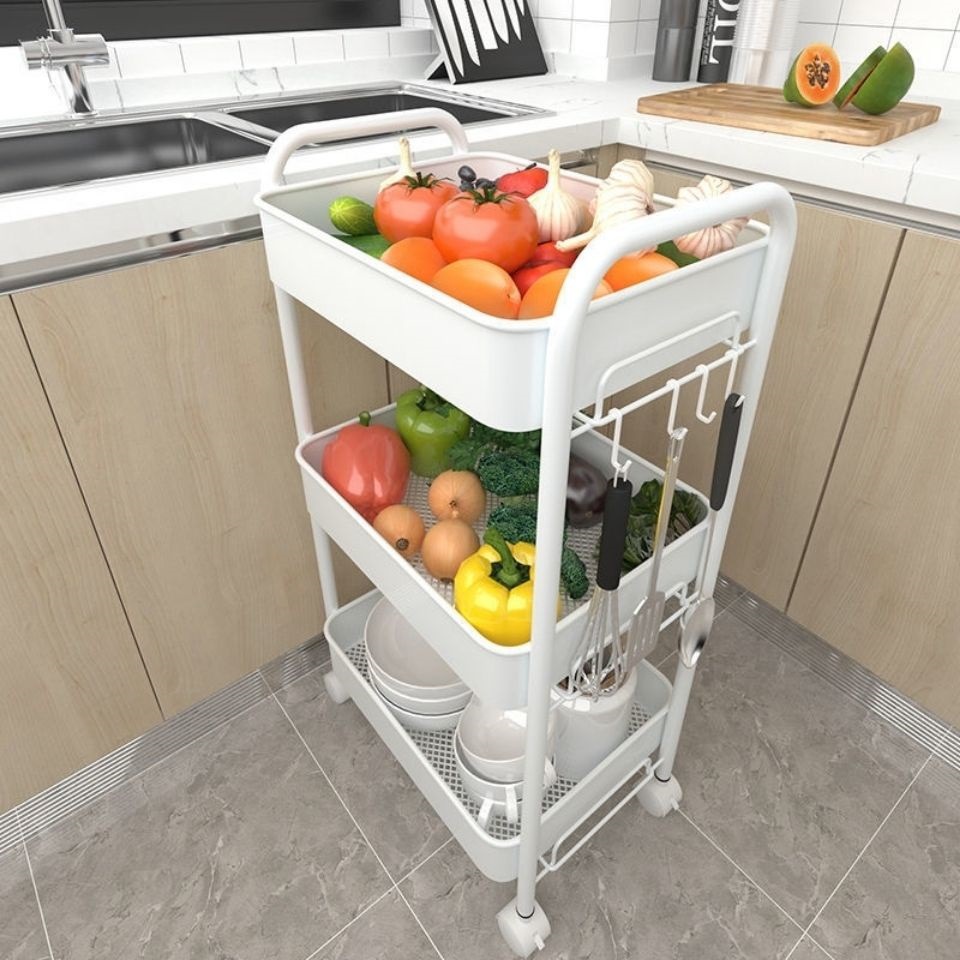 Estante de cocina Estante de almacenamiento móvil multicapa para el hogar, carrito de almacenamiento de piso, verduras y frutas multifuncionales