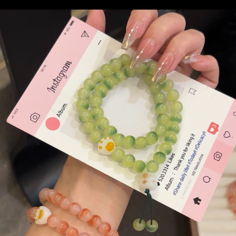 双圈可爱猫爪琉璃手串学生绕指柔文玩手链甜美高颜值情侣闺蜜手链|undefined