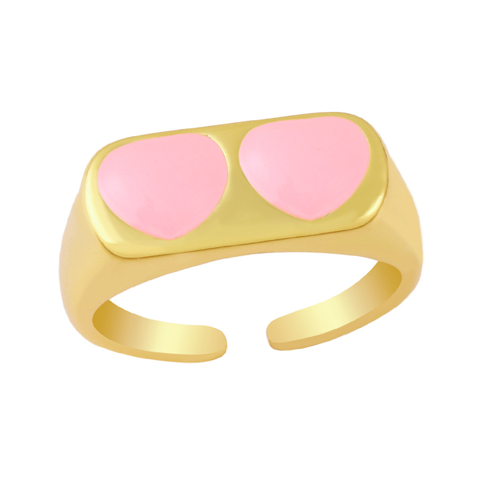 Bijoux Transfrontaliers Européens Et Américains Simple Bague Géométrique Coeur De Pêche Dégoulinant Rétro Créatif display picture 4