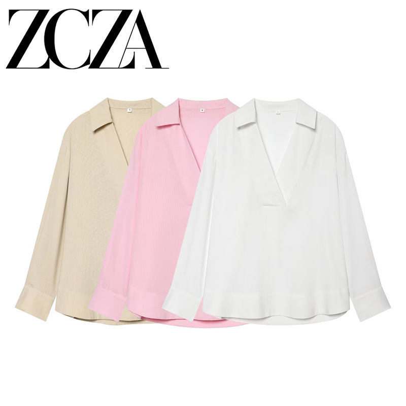 Zcza Self-Made European and American Style New Women's Fashion Versatile Three-Color Comfortable Casual Loose Shirt for Daily Commuting