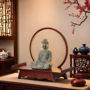 Mini Altar for Buddhist Shrine with Guanyin Statue and Incense Stand Base