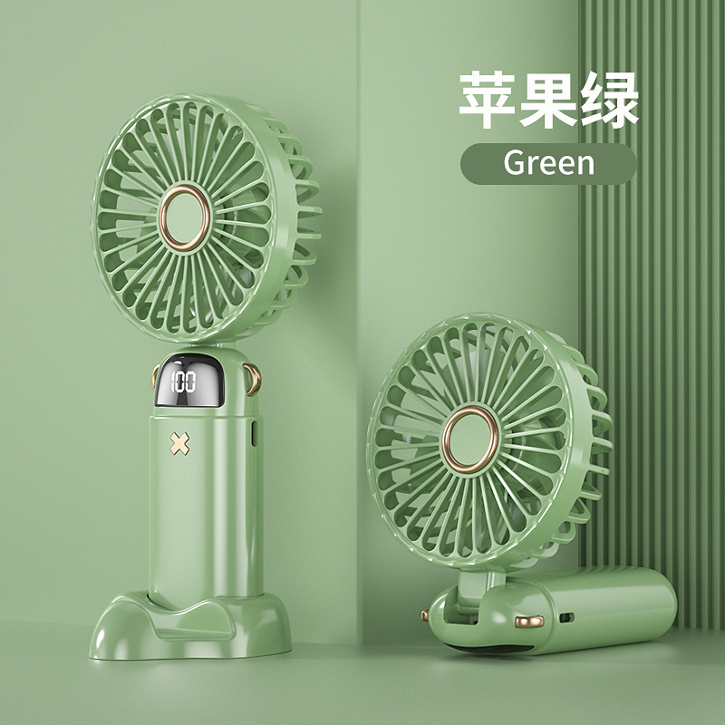 国境を越えたストラップデジタル表示手持ちファン学生屋外携帯USB充電デスクトップファンカラー印刷ロゴ|undefined