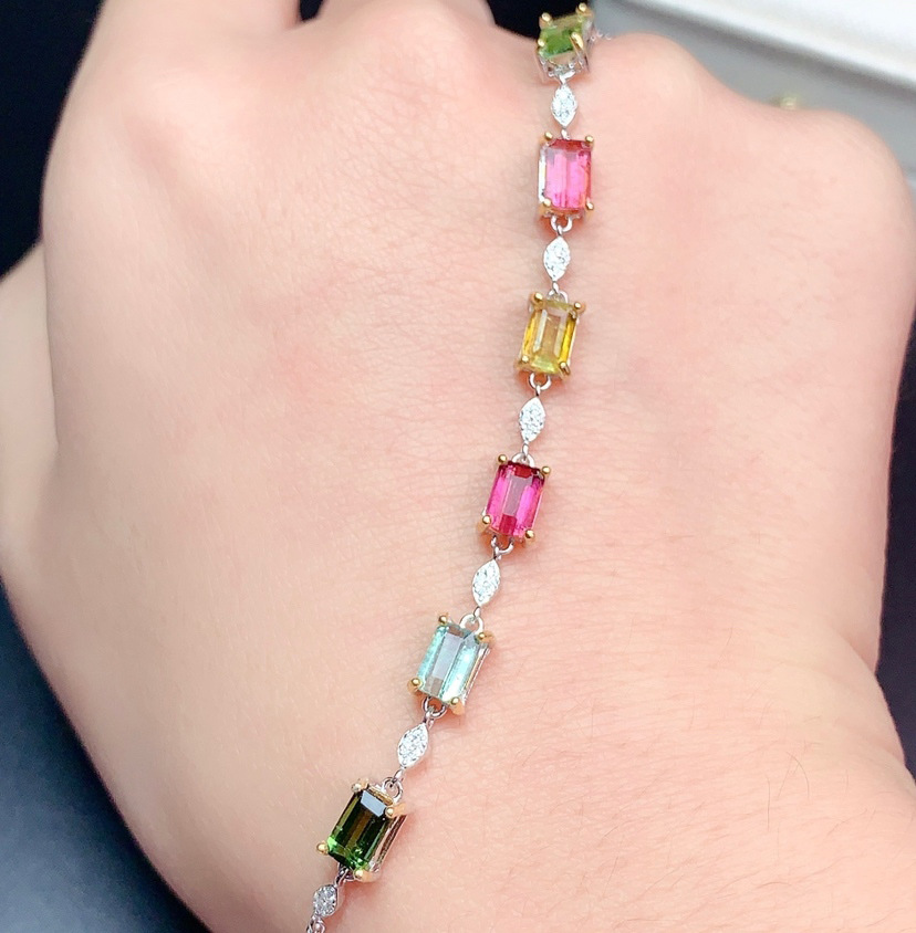 Fashion Square Copper Bracelets Inlay Artificial Gemstones Copper Bracelets