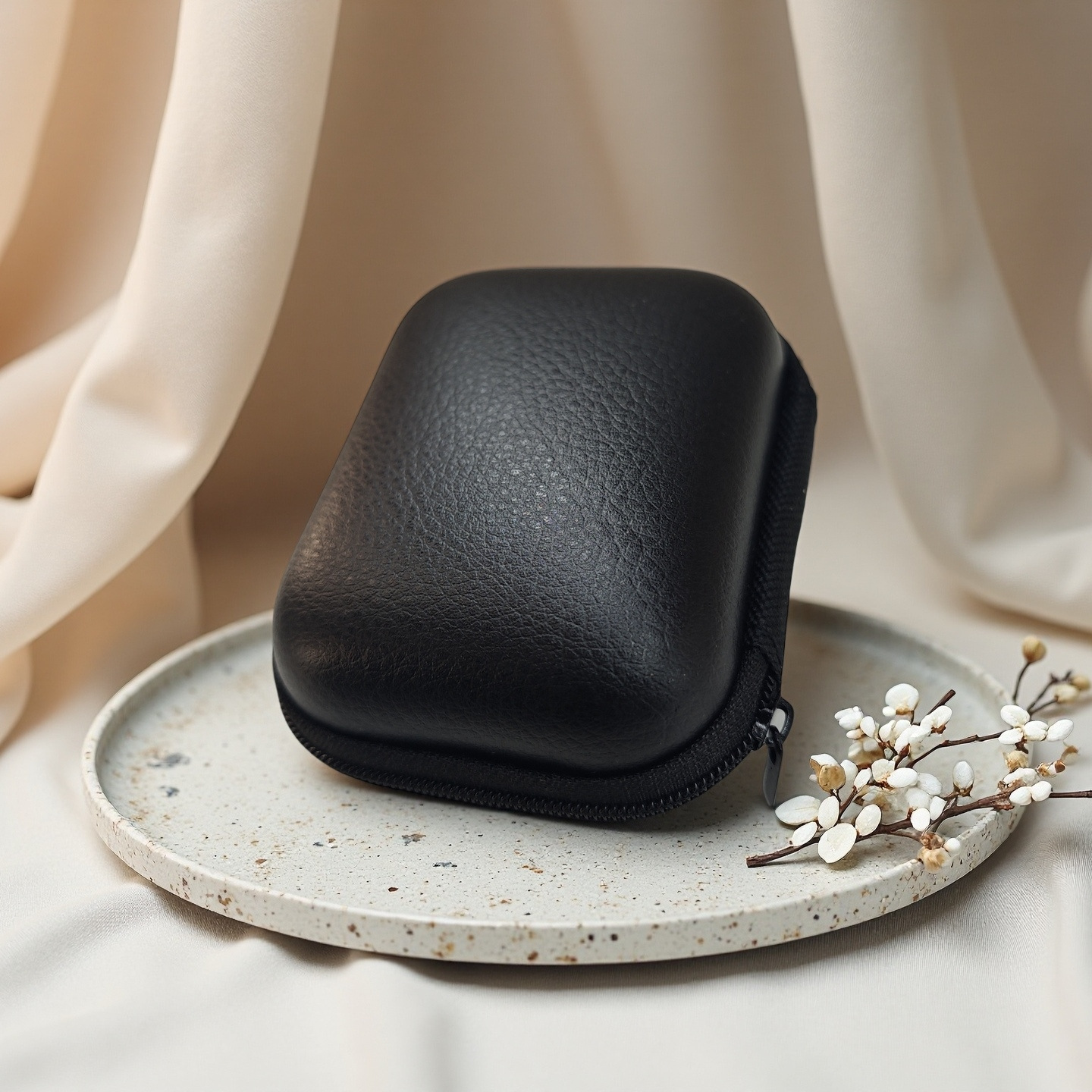 现货通用高品质荔枝纹有线耳机包蓝牙耳机收纳盒迷你eva收纳包