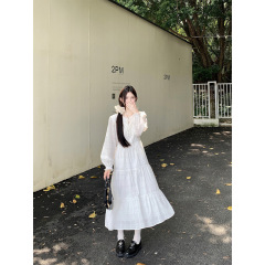 盐系白月光少女感初恋系元气少女韩chic秋季简约花边百搭连衣裙女