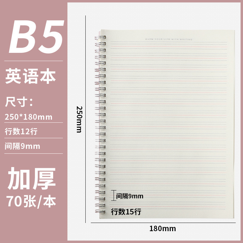 Envío gratuito bolsillo mini bobina de metal cuaderno A5 cuaderno de alta apariencia al por mayor B5 cuaderno diario inglés