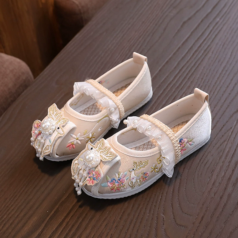 Весенняя обувь Hanfu для девочек конская юбка обувь старинная детская вышитая обувь в китайском стиле