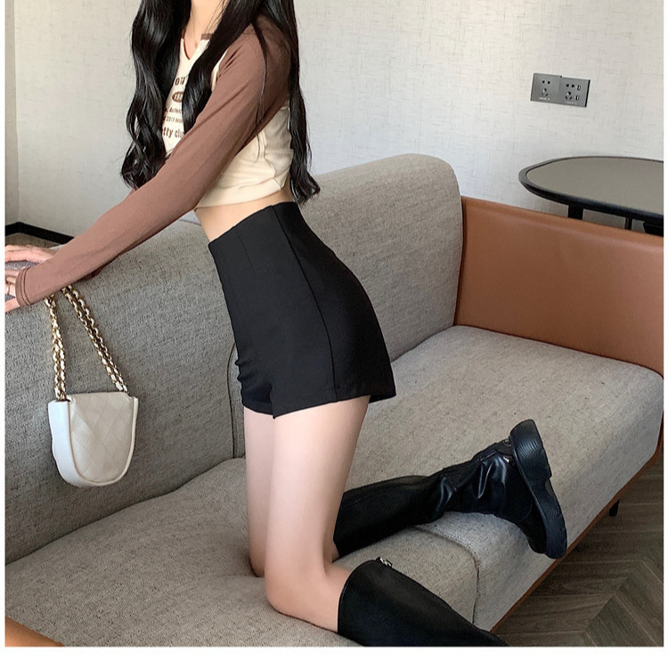Black Lower Body Missing Bottoming Shorts Women's High Waist Slimming A- Word Summer Tight Hot Pants 2024 New Style