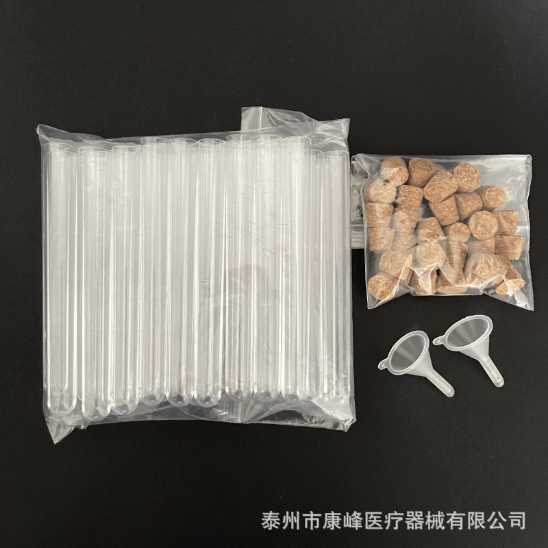 10MLPS de plástico transparente traje de combinación de tubo de ensayo con corcho diámetro exterior 15*100 con cepillo embudo Etiqueta de cuerda de algodón