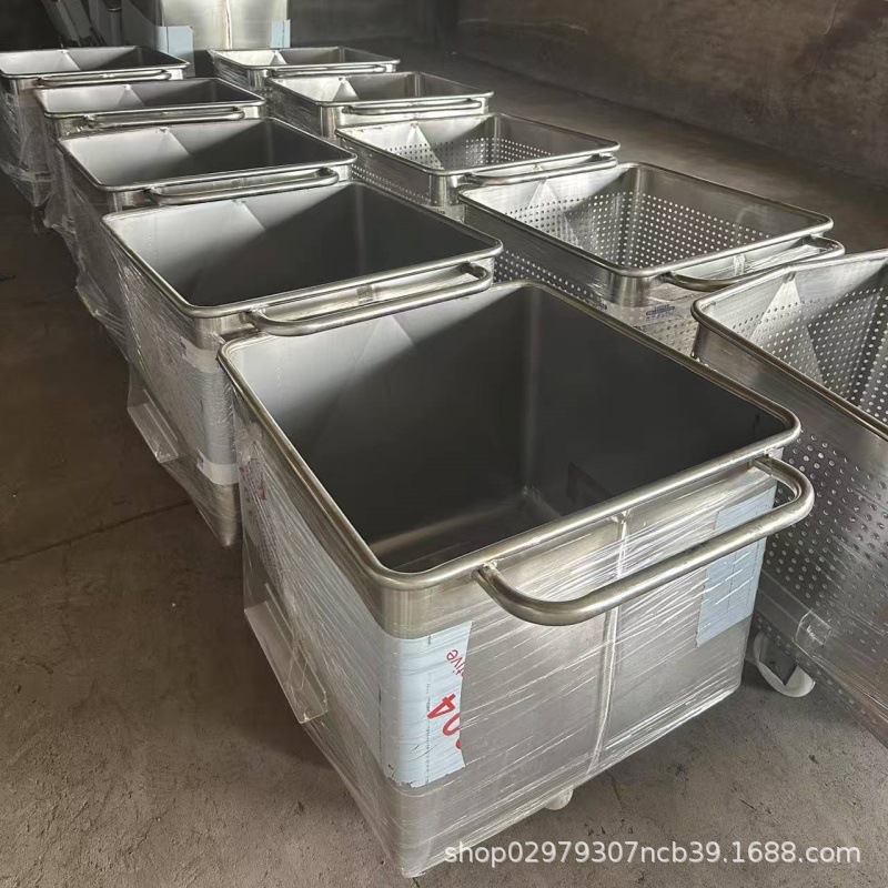 食品周转小料车不锈钢可推动带轮移动式物料车提升机滚揉机倒料车