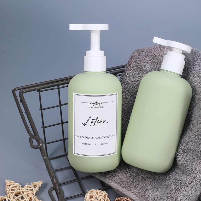 Lining PE peluche aguacate verde botella de embalaje de loción de baño botella de bomba de aire de viaje botella de protección de lavado