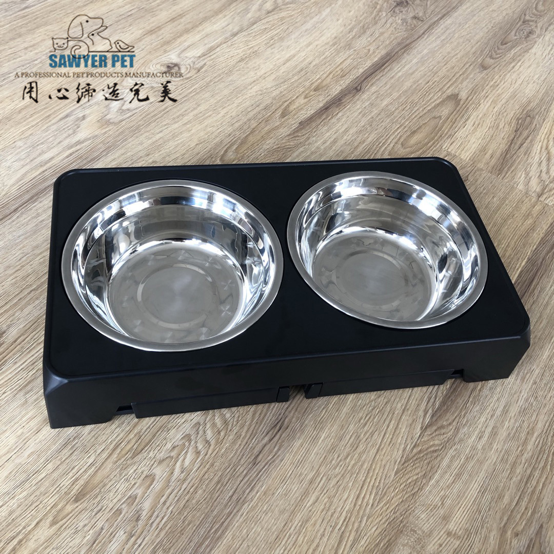 Tazón para mascotas ajustable de elevación tazón de acero inoxidable elevado perro grande doble tazón alimentador de perro tazón plegable tazón de perro vajilla cuenca