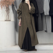 高端羊毛呢大翻领双面羊绒大衣女气质高级感可立领毛呢中长款外套