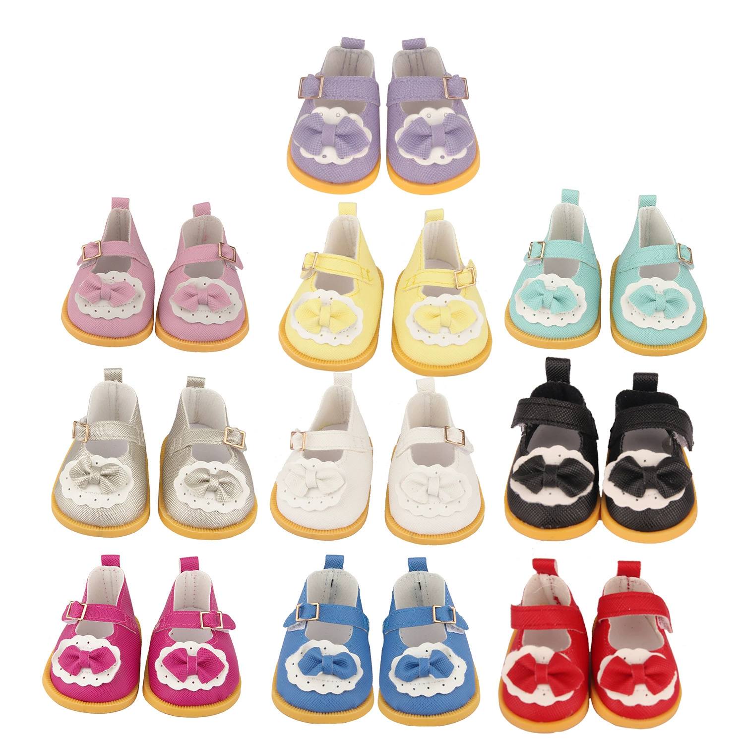 Doll shoes, cotton bow accessories for 14‑inch dolls, 5 cm length, multicolor