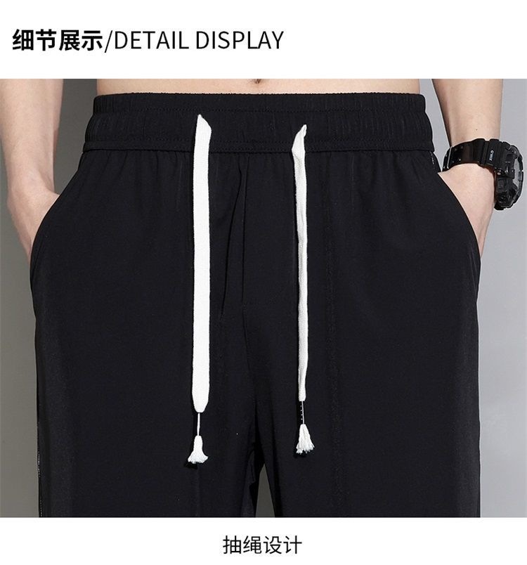 Quần jogger nam bo gấu dài ống bó, chất liệu băng lụa mỏng mùa hè, form rộng thùng thình, phong cách thể thao, nhiều size từ M đến 8XL — màu đen, màu xám đậm, màu kaki chi tiết 24