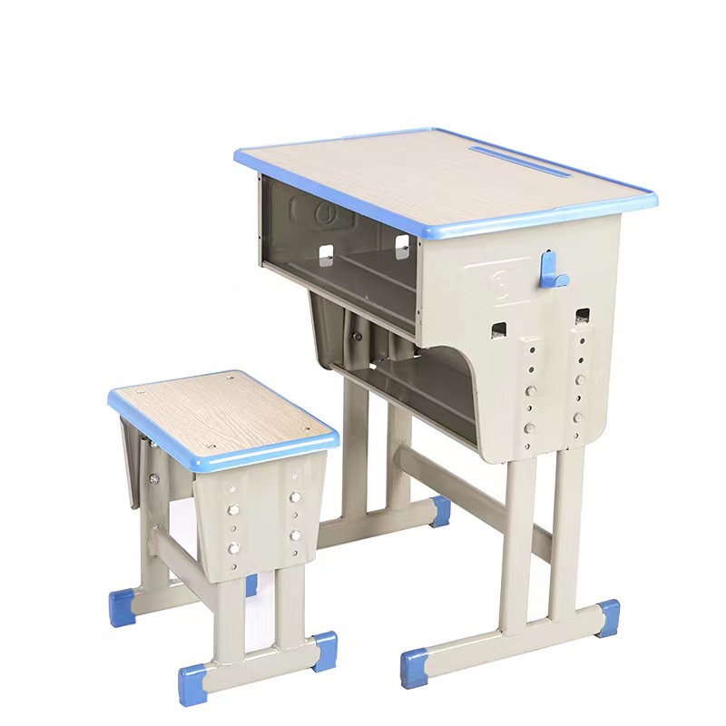 Student double -layer drawer desks and chair school desks Children's learning desk tutoring class training class desk desk stool set