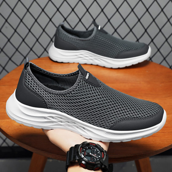Shoes men's spring new pedal lazy mesh shoes light dad shoes breathable non-smelly casual shoes wholesale