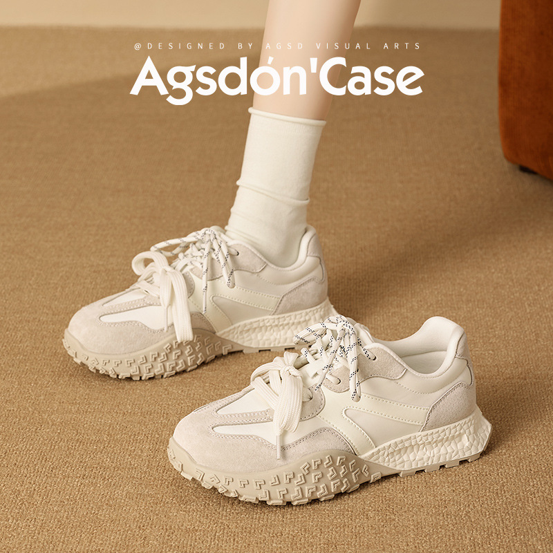 Zapatos deportivos de Augu Shi Deng Gump para mujeres 2026 primavera nuevos zapatos de entrenamiento blancos casuales ligeros zapatos de suela gruesa