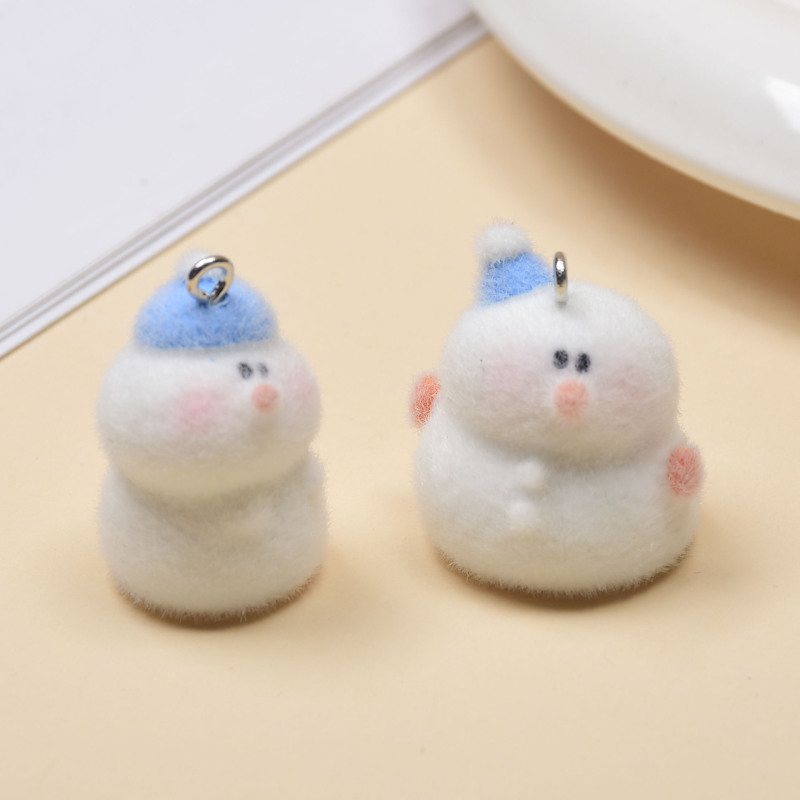 樹脂植毛雪だるま立体漫画 DIY バッグ携帯電話チェーンペンダント手作りジュエリーペンダントアクセサリー材料|undefined