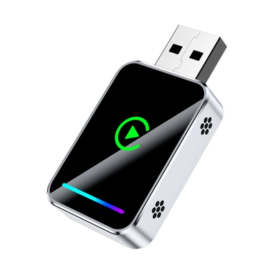 Simsiz CarPlay və Android Auto Connectivity Box, Smart - q1js-silver-black-glass-silver-connector-metal-glass-android-auto-2-in-1-carplay-box-compatible-with-overseas-systems-only