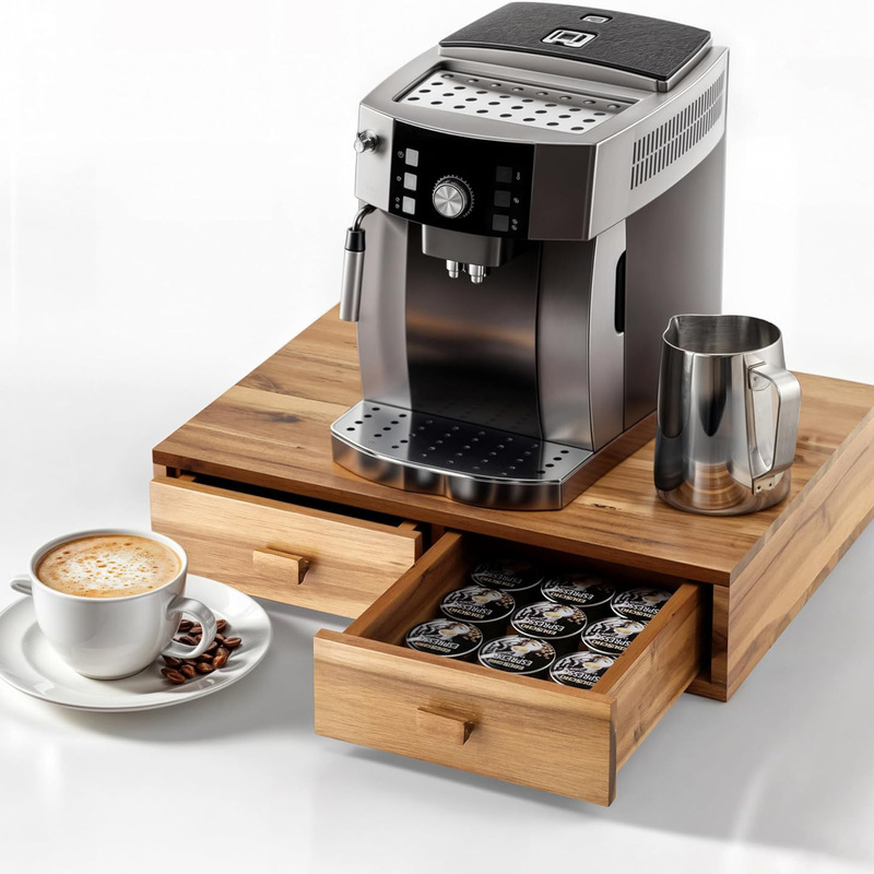 Wooden Coffee Bean Pod Storage Box Coffee Pod and Tea Storage Wooden Box Drawer Coffee Machine Holder Drawer Organizer