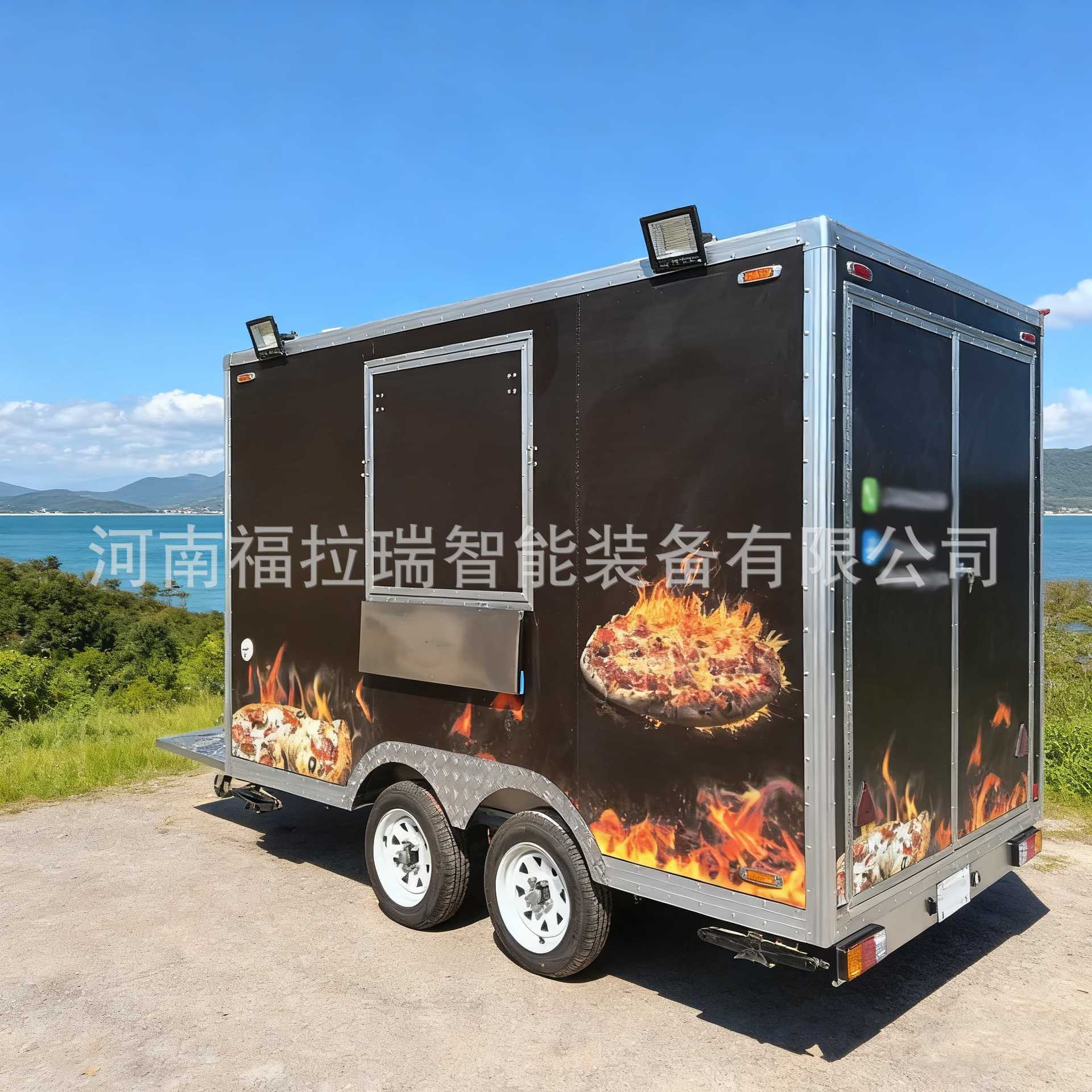 跨境无动力拖挂牵引式小吃车夜市商场多功能移动餐车跨境出口推荐