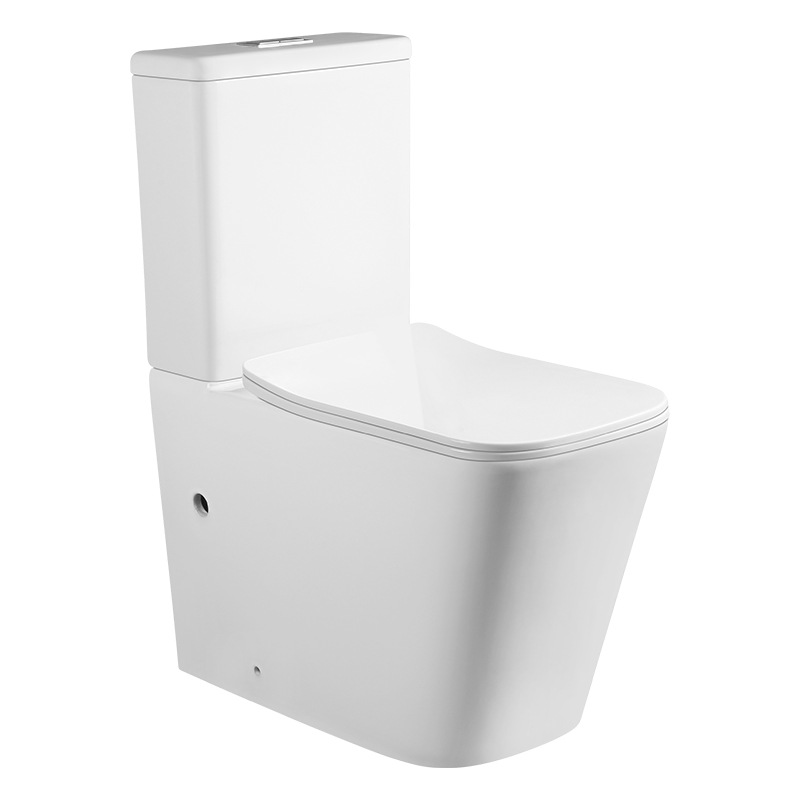 Inodoro de Dos Piezas al por Mayor, Inodoro Dividido con Descarga sin Borde y Base Cuadrada, Fabricante de Inodoros
