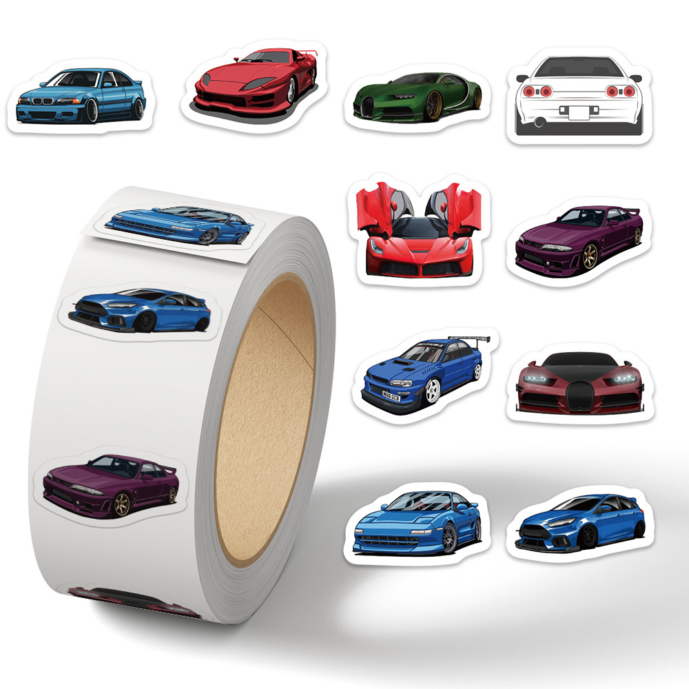 1卷/500张汽车卷卷贴笔记本iPad精品贴纸封口贴手机壳水杯贴纸